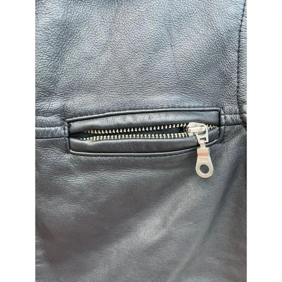 Class Club Kids Long Sleeve Full Zip Leather Motorcycle Jacket Black Sz 6/7 - Picture 8 of 13